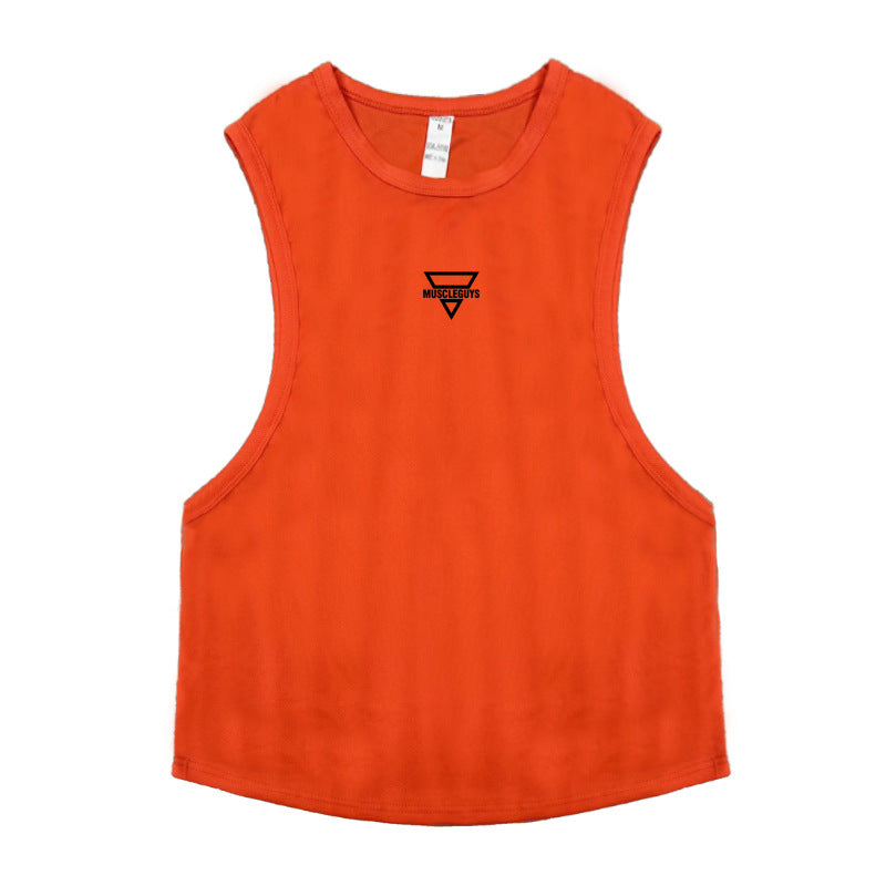 Men's muscle sports vest fashion brand sleeveless waistcoat American fitness casual loose training clothes bodybuilding T-shirt