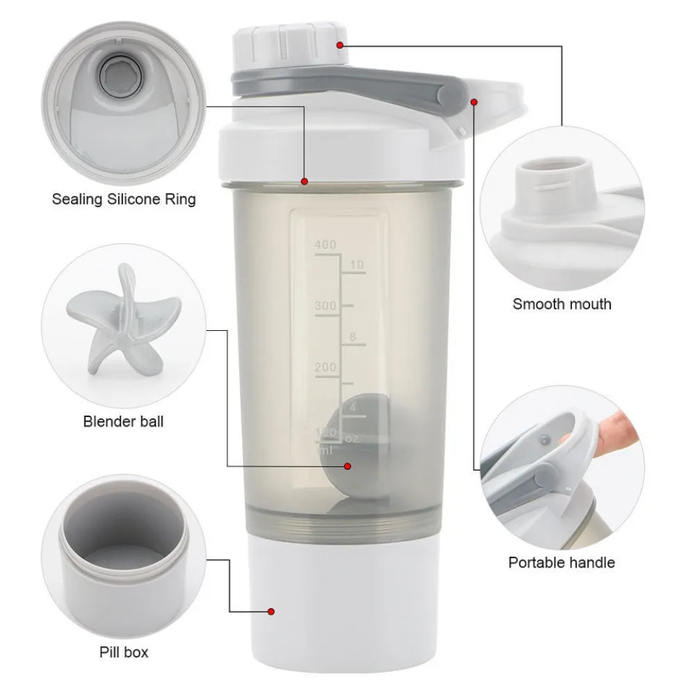 13.5oz Shaker Bottle，Leak Proof Sports Shaker Cups for Protein Shakes，Shaker Bottle for Pre Workout and Travel To Go