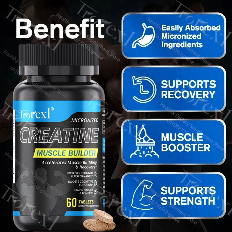 Micronized Creatine Tablets, High Absorption Muscle Builder for Men, Boost Muscle Growth Energy & Pre Workout Performance
