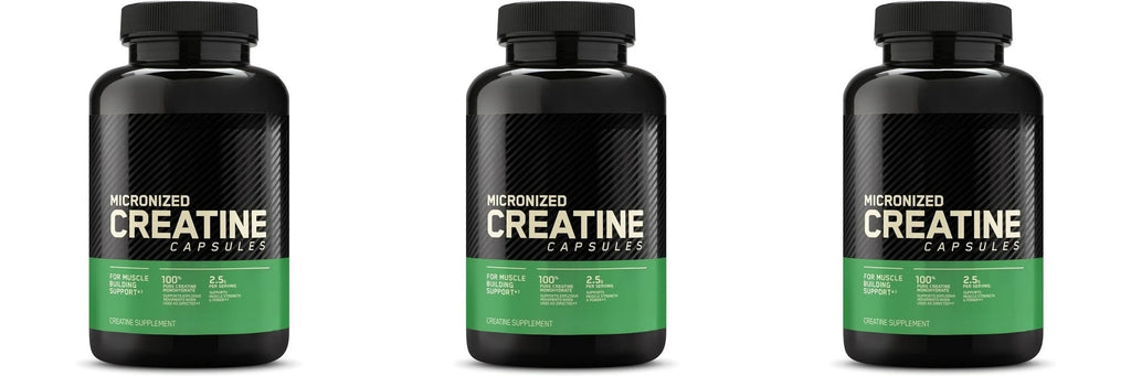 Creatine Monohydrate Supplement 60 Capsules Muscle Strength Fitness Pre-Workout Post-Workout Muscle Recovery Non-GMO Gluten-Free