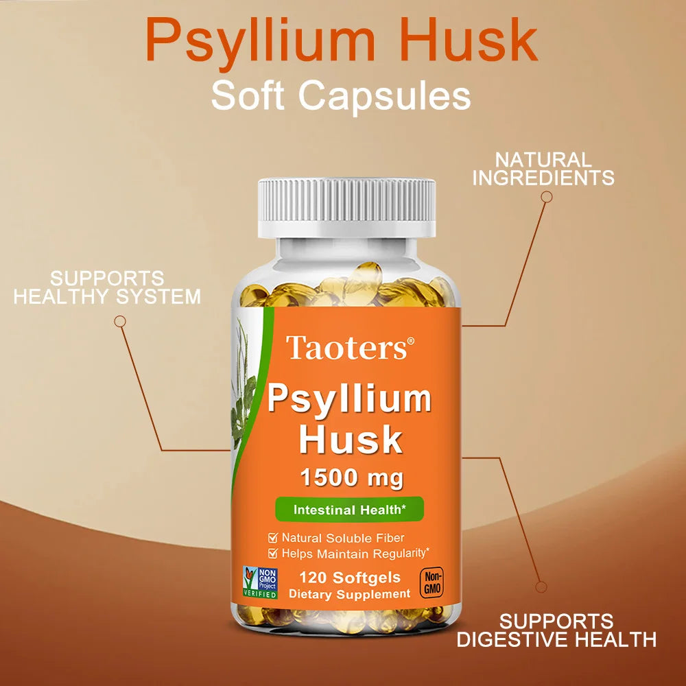 Psyllium Husk Supplement-Natural Soluble Fiber,Promotes Digestion,Supports Immunity,and Promotes Intestinal Health,120 Capsules