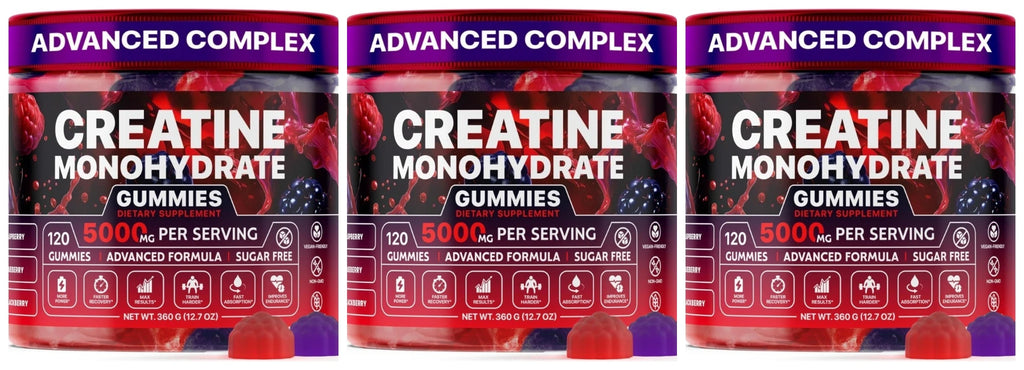 Creatine Monohydrate Gummies Raspberry & Blackberry Flavor Sugar Free for Men and Women Pre Workout Creatine Supplement 120count