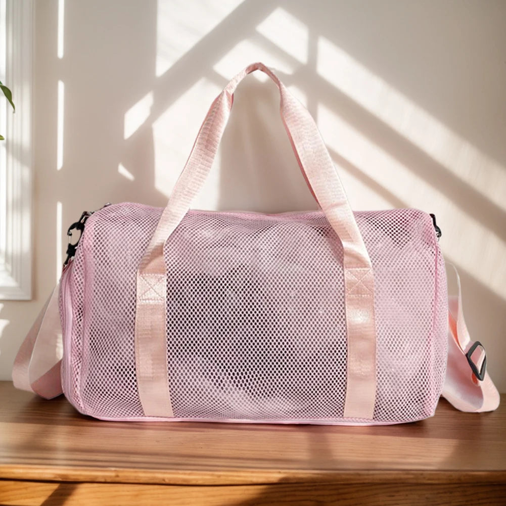Mesh Travel Duffle Bag Overnight Weekender Bags with Shoe Compartment Carry On Sport Bag Large Capacity for Outdoor Travel