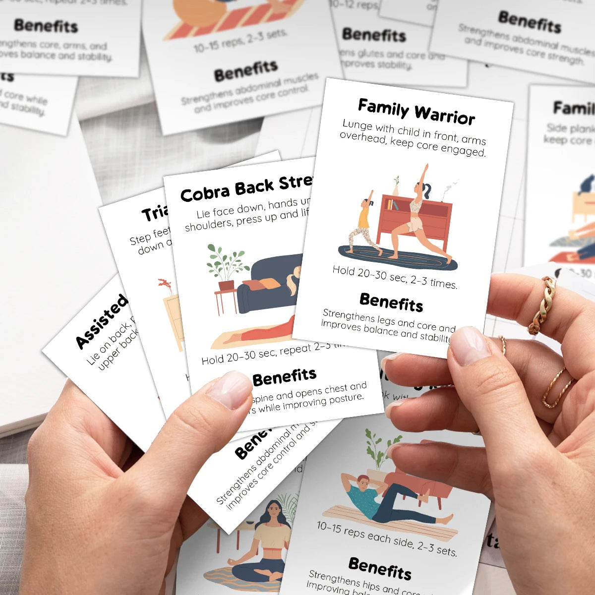 16pcs Home Workout Exercise Cards,Illustrated Guide With Instructions,Portable Fitness Flashcards For Training,Yoga,Fitness Gift