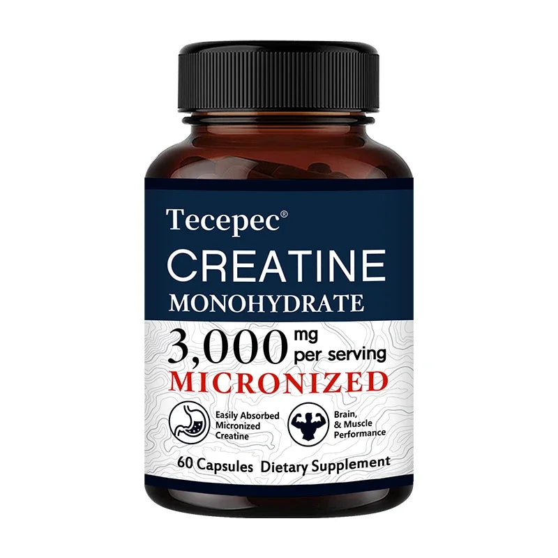 Creatine Monohydrate 3000 mg Capsules, Supports Pre-Workout and Healthy Muscles, Focus & Memory, Easy to Absorb, Easy to Swallow