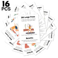 16pcs Home Workout Exercise Cards,Illustrated Guide With Instructions,Portable Fitness Flashcards For Training,Yoga,Fitness Gift