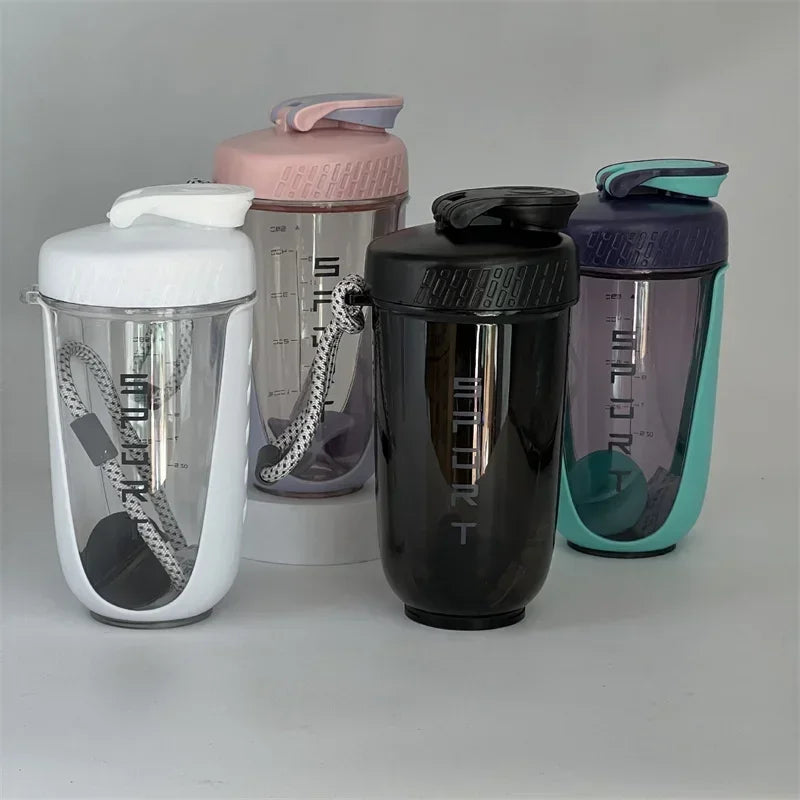 600ML Sports Shake Cup Blender Bottle with Plastic Mixing Ball, Leak Proof, Suitable for Gym Exercise
