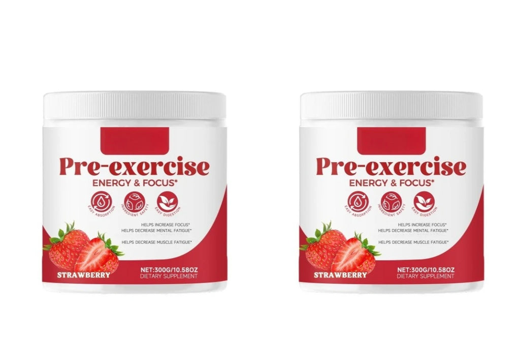 Pre-Workout Powder Energy and Focus Support Support Muscle Recovery Strawberry Flavor Daily Health Care 300g