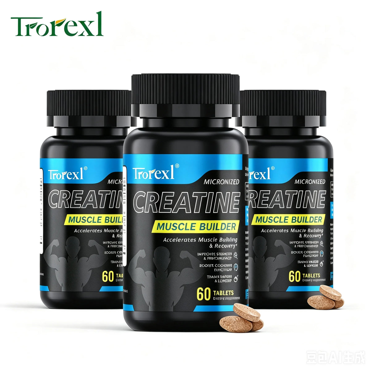 Micronized Creatine Tablets, High Absorption Muscle Builder for Men, Boost Muscle Growth Energy & Pre Workout Performance