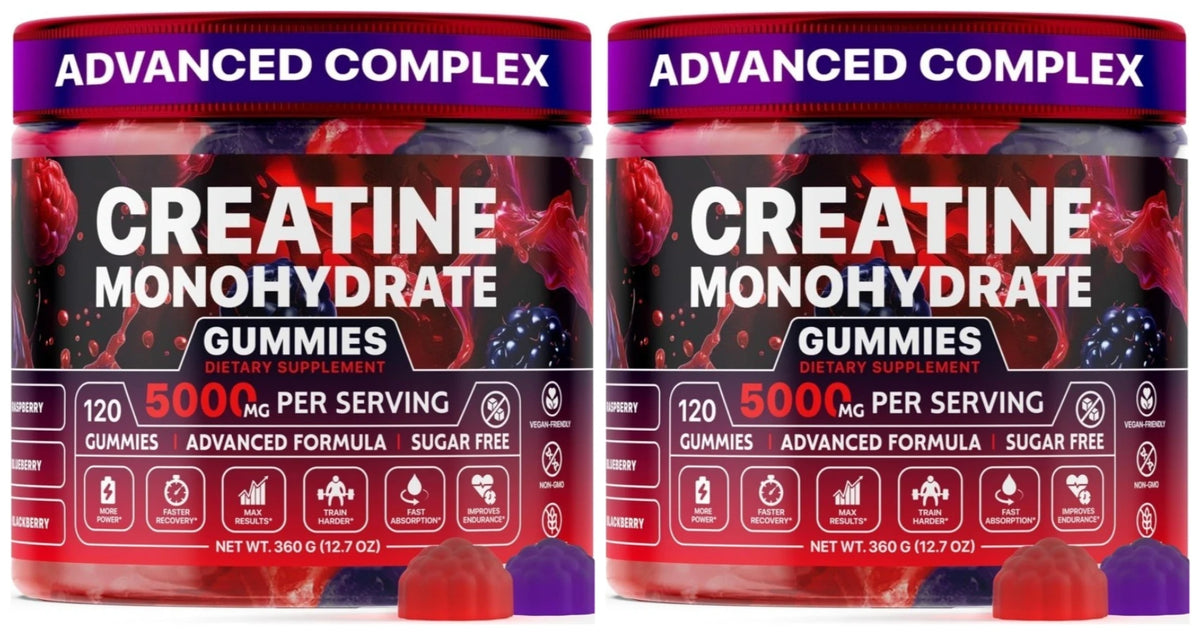 Creatine Monohydrate Gummies Raspberry & Blackberry Flavor Sugar Free for Men and Women Pre Workout Creatine Supplement 120count